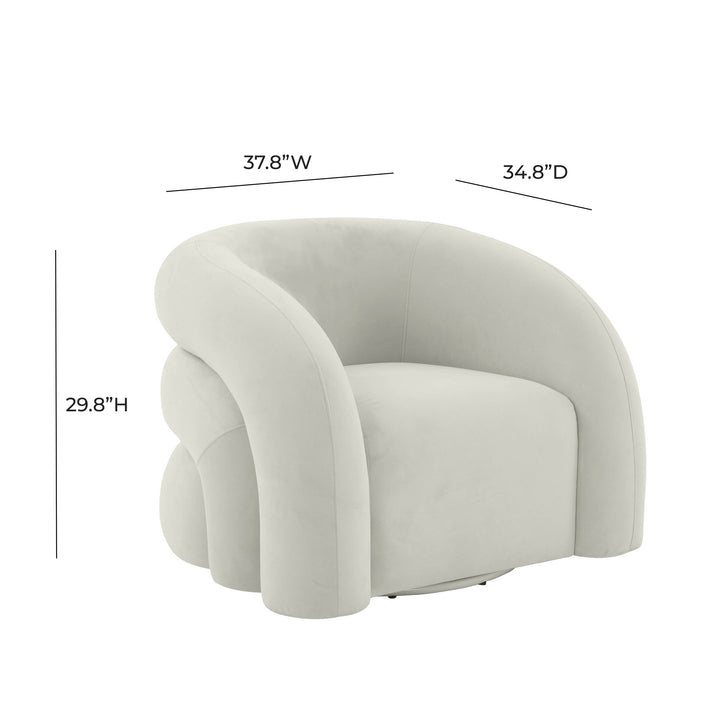 American Home Furniture | TOV Furniture - Slipper Light Grey Velvet Swivel Chair