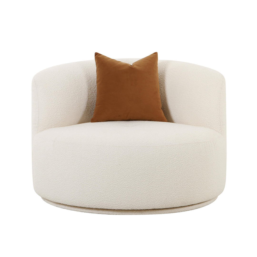 TOV Furniture Fickle Cream Boucle Swivel Chair ACCENT + LOUNGE CHAIRS