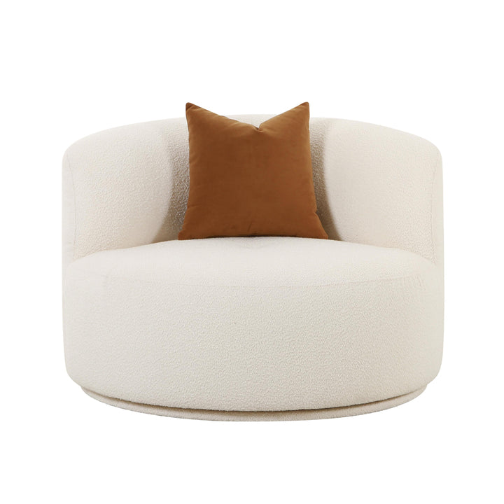 TOV Furniture Fickle Cream Boucle Swivel Chair ACCENT + LOUNGE CHAIRS