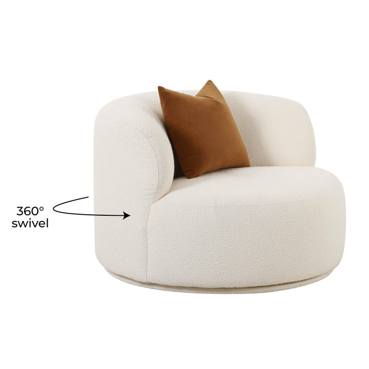 TOV Furniture Fickle Cream Boucle Swivel Chair ACCENT + LOUNGE CHAIRS