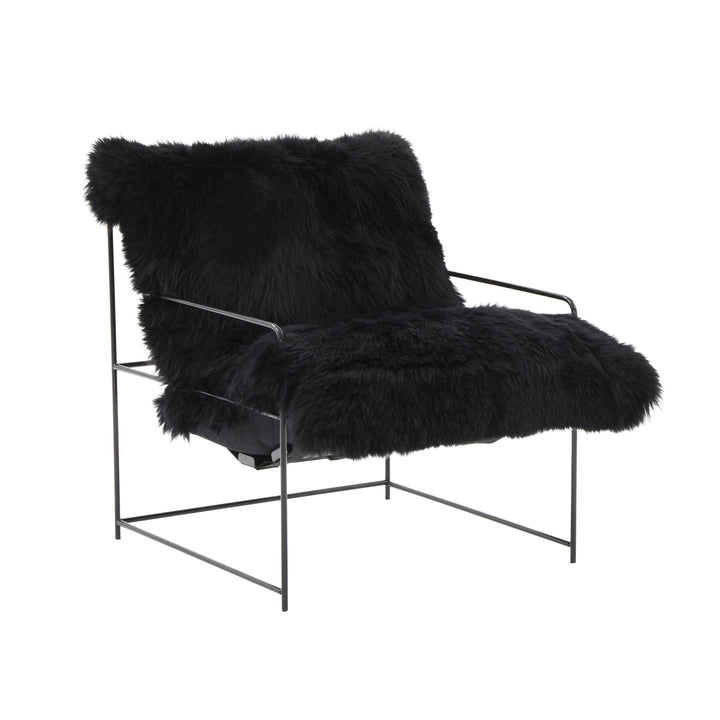 American Home Furniture | TOV Furniture - Kimi Black Genuine Sheepskin Chair