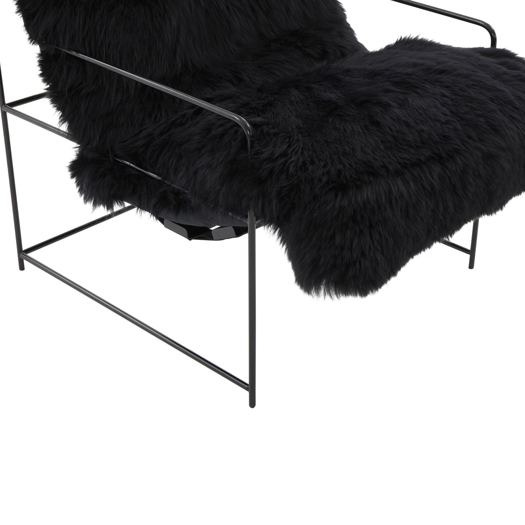 American Home Furniture | TOV Furniture - Kimi Black Genuine Sheepskin Chair