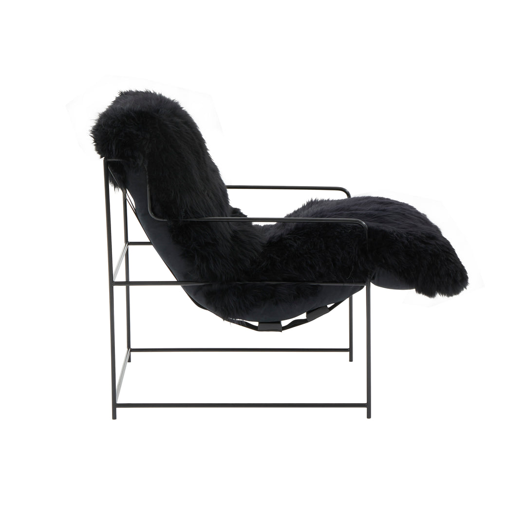 American Home Furniture | TOV Furniture - Kimi Black Genuine Sheepskin Chair