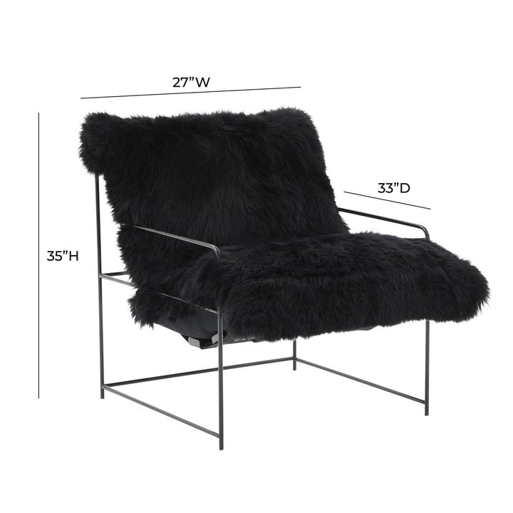 American Home Furniture | TOV Furniture - Kimi Black Genuine Sheepskin Chair