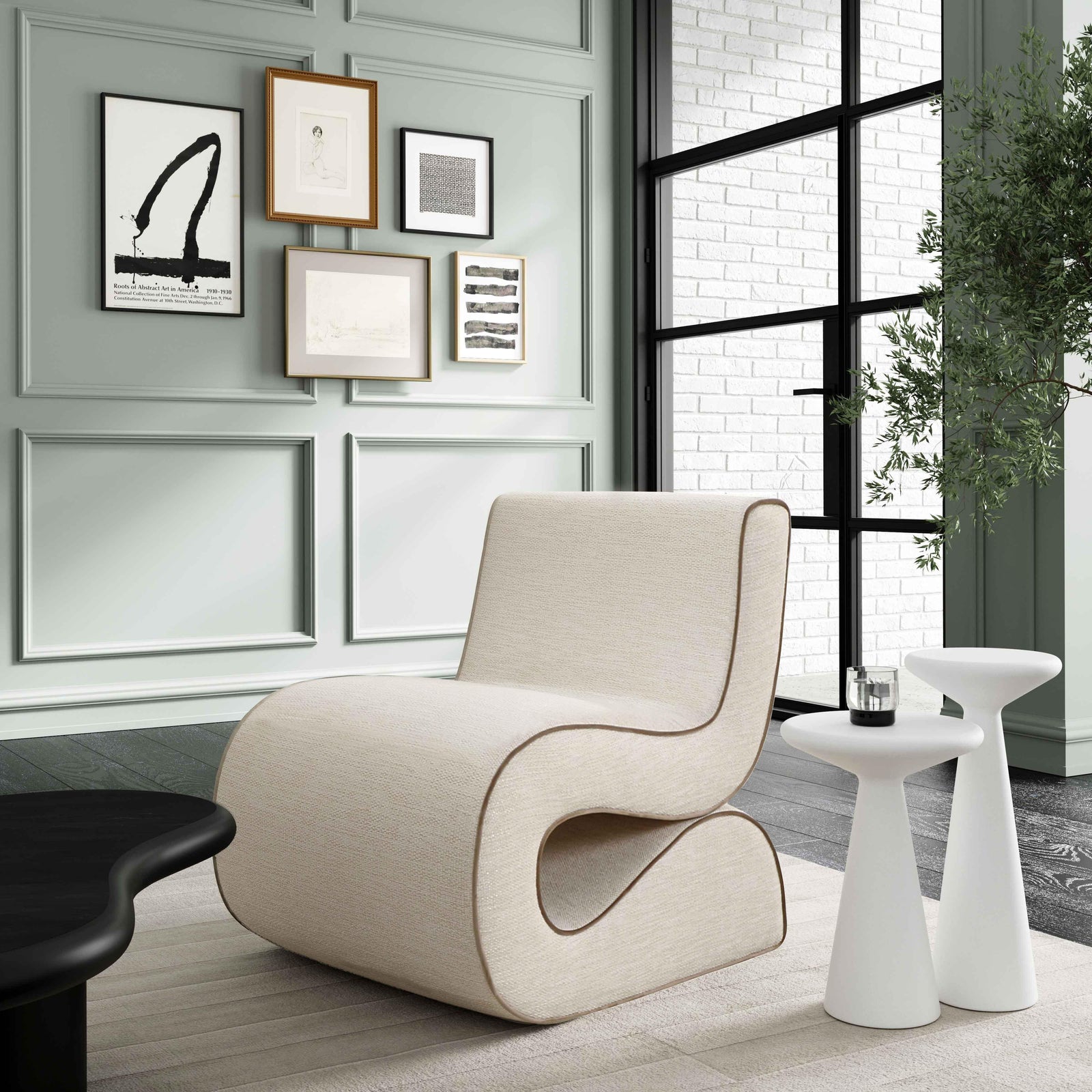 TOV Furniture Senna Cream Basketweave Accent Chair ACCENT + LOUNGE CHAIRS