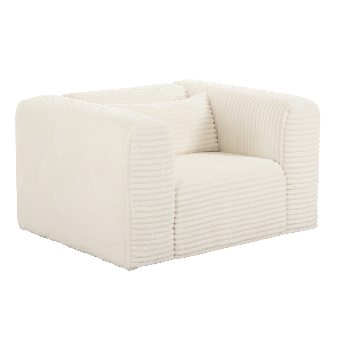 American Home Furniture | TOV Furniture - Tarra Fluffy Oversized Cream Corduroy Armchair