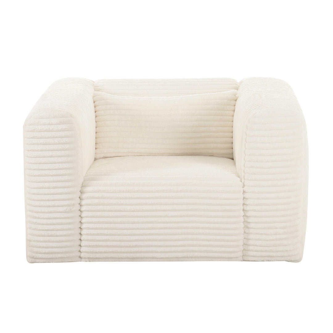 TOV Furniture Tarra Fluffy Oversized Cream Corduroy Armchair ACCENT + LOUNGE CHAIRS