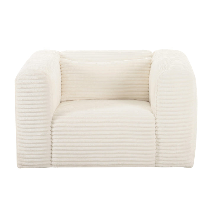 TOV Furniture Tarra Fluffy Oversized Cream Corduroy Armchair ACCENT + LOUNGE CHAIRS