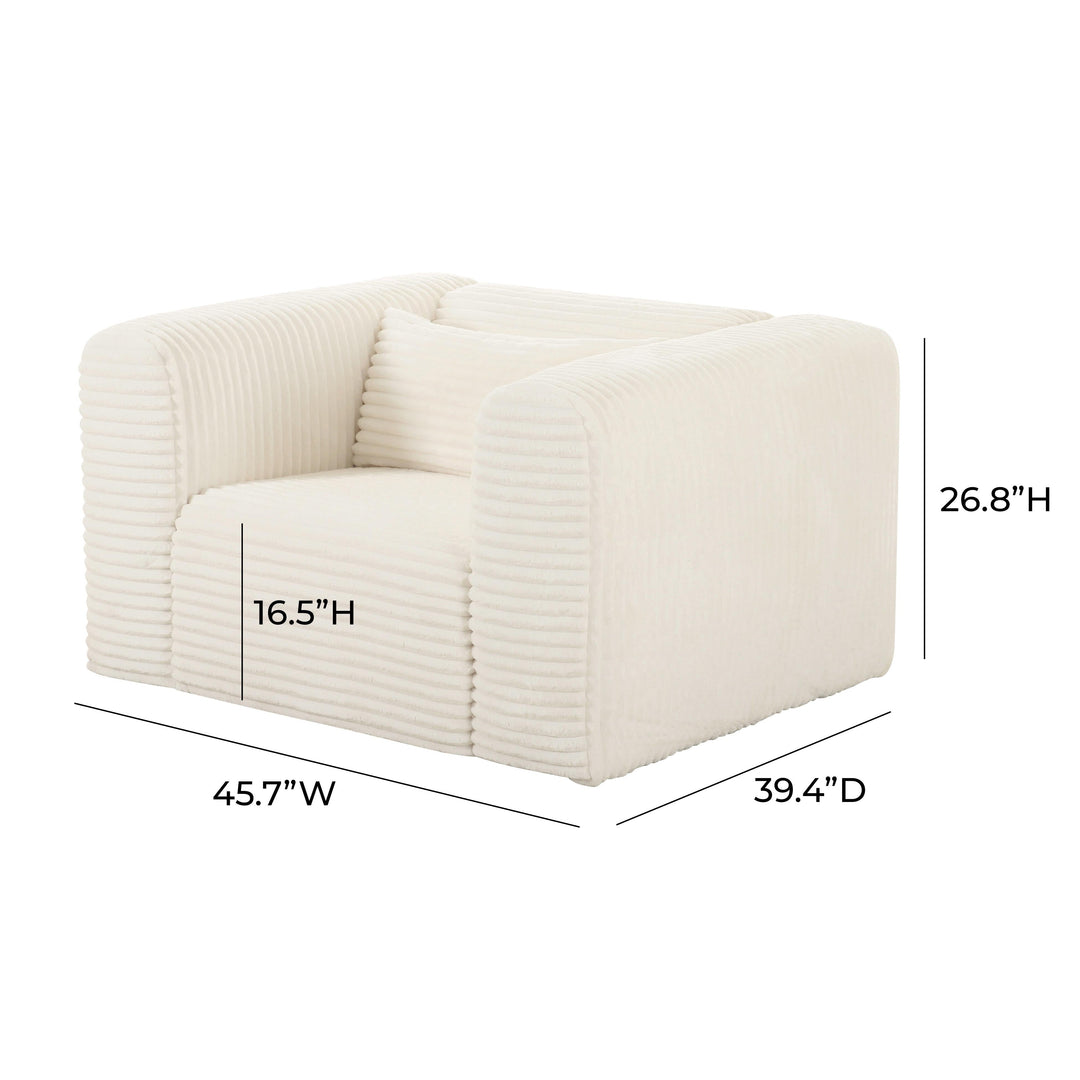 TOV Furniture Tarra Fluffy Oversized Cream Corduroy Armchair ACCENT + LOUNGE CHAIRS