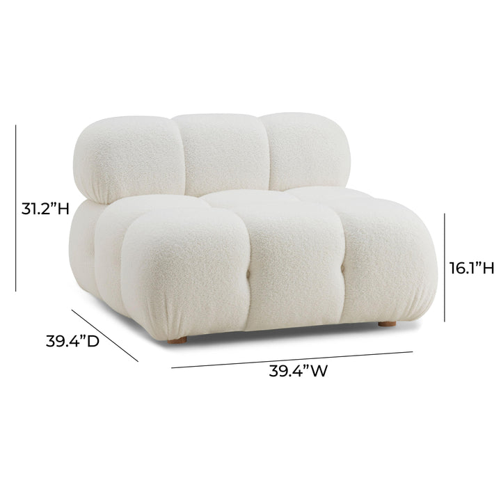 American Home Furniture | TOV Furniture - Calliope Cream Vegan Shearling Modular Armless Chair