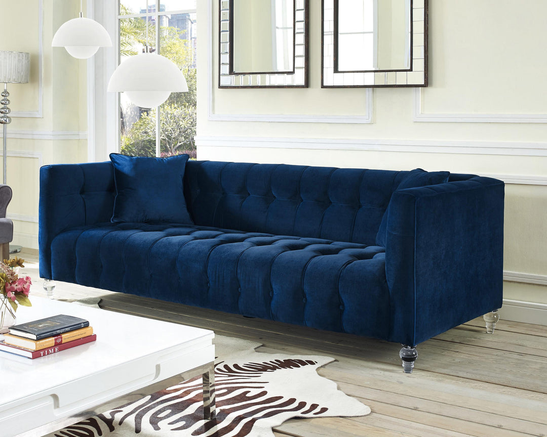 TOV Furniture Bea Navy Velvet Sofa SOFAS + SECTIONALS