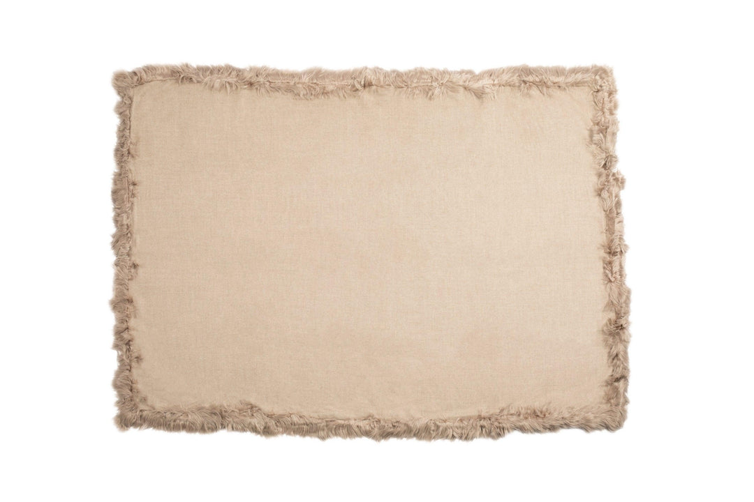 Baby Alpaca Woven Throw w/ Alpaca Fur Trim - AmericanHomeFurniture