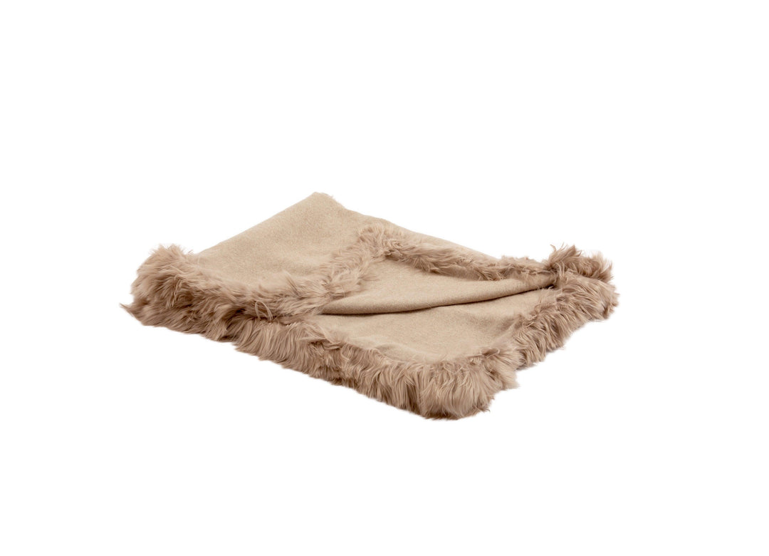 Baby Alpaca Woven Throw w/ Alpaca Fur Trim - AmericanHomeFurniture