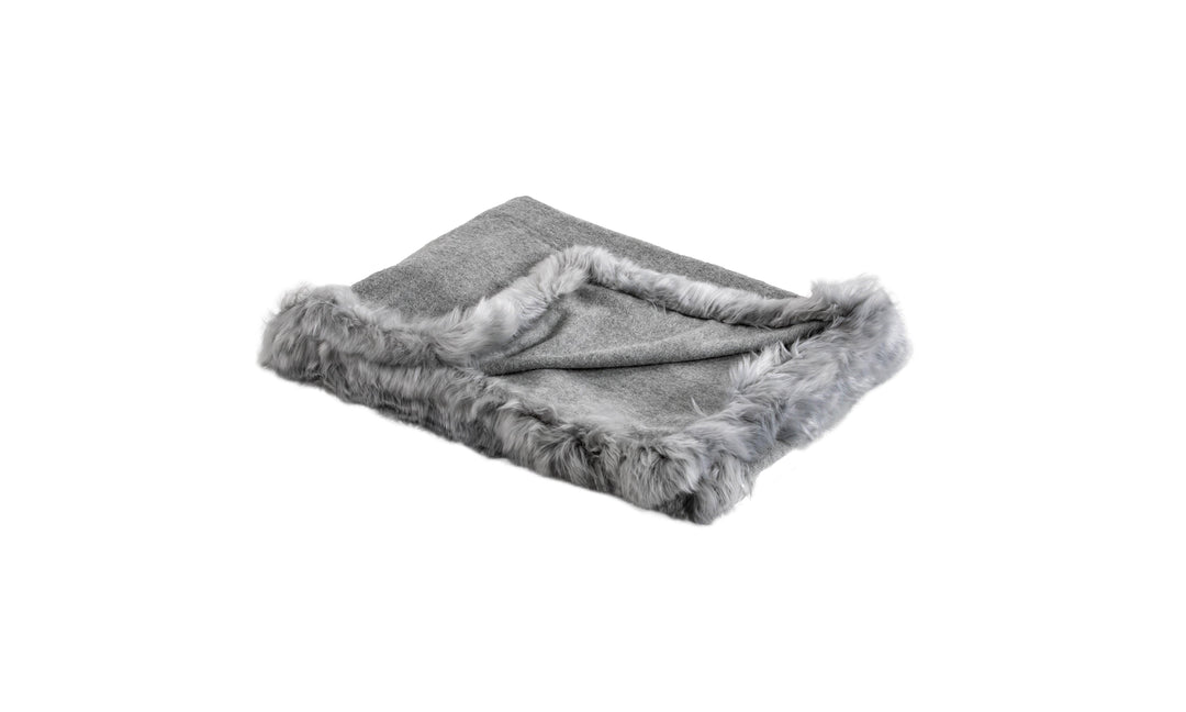 Baby Alpaca Woven Throw w/ Alpaca Fur Trim - AmericanHomeFurniture