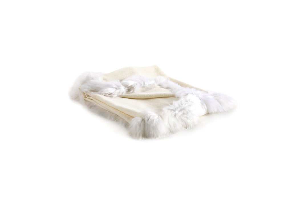 Baby Alpaca Woven Throw w/ Alpaca Fur Trim - AmericanHomeFurniture