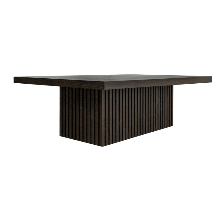 Slatted Pedestal Base Coffee Table In Dark Espresso Oak - TYSON ES