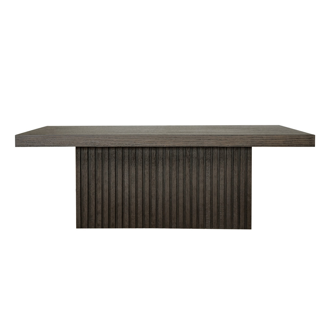 Slatted Pedestal Base Coffee Table In Dark Espresso Oak - TYSON ES