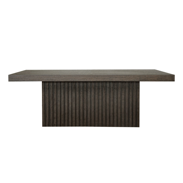 Slatted Pedestal Base Coffee Table In Dark Espresso Oak - TYSON ES