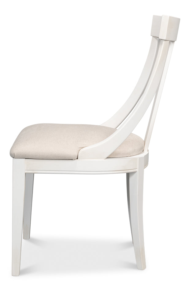 American Home Furniture | Sarreid - Deco Side Chair Cortina White Taupe - Set of 2