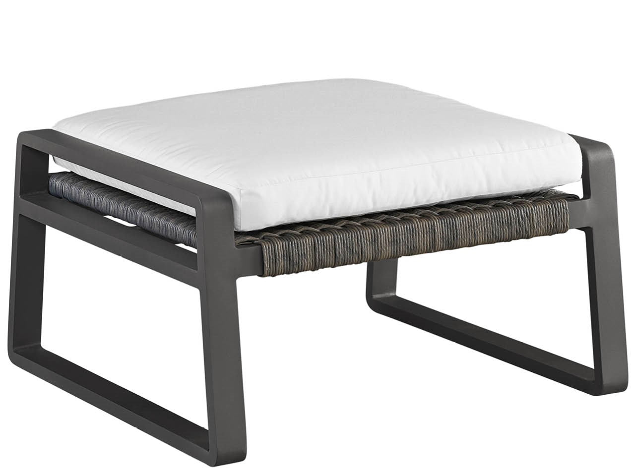 American Home Furniture Universal Furniture San Clemente Ottoman Grade A Natural Teak/Carbon Aluminum/Brindle Wicker
