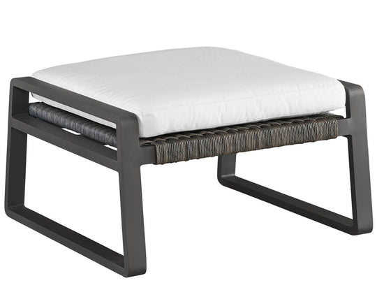 American Home Furniture Universal Furniture San Clemente Ottoman Grade A Natural Teak/Carbon Aluminum/Brindle Wicker