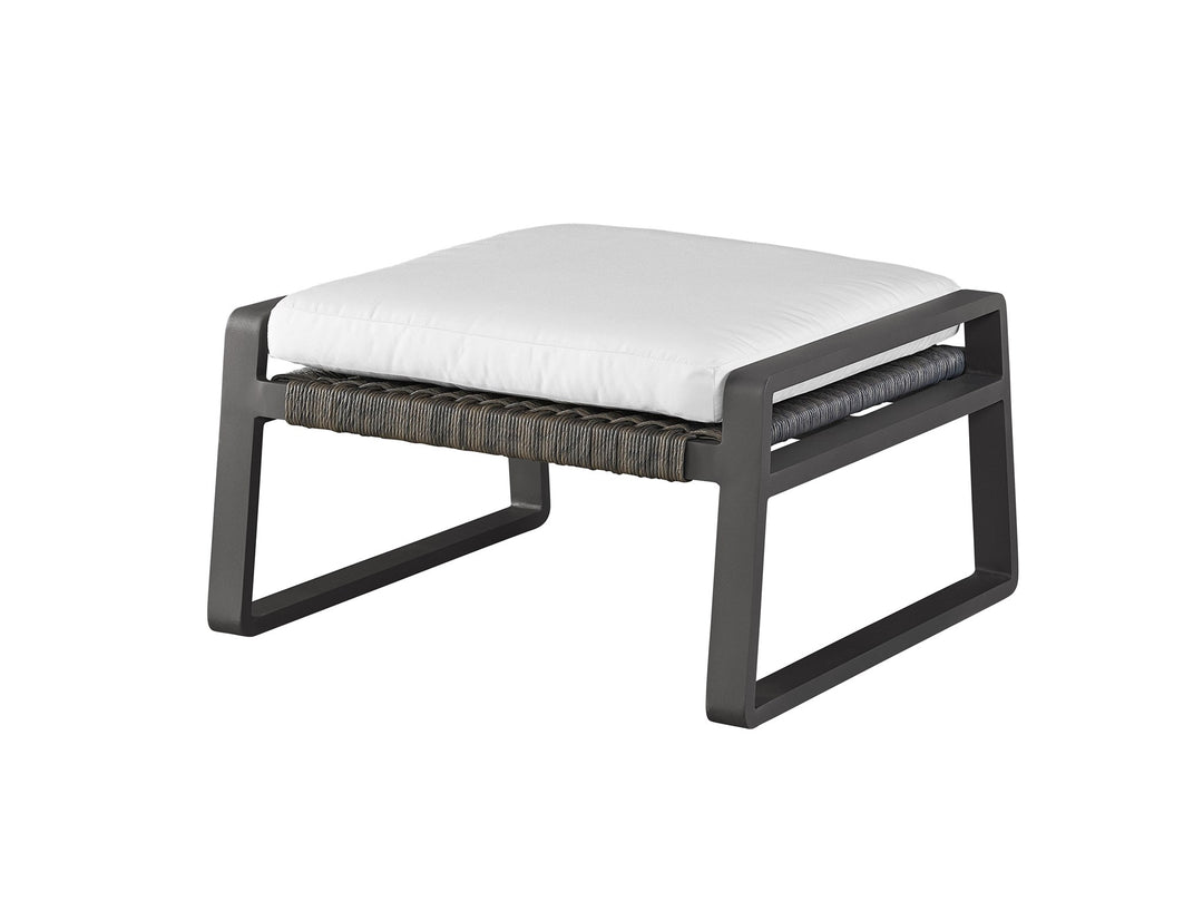American Home Furniture Universal Furniture San Clemente Ottoman Grade A Natural Teak/Carbon Aluminum/Brindle Wicker