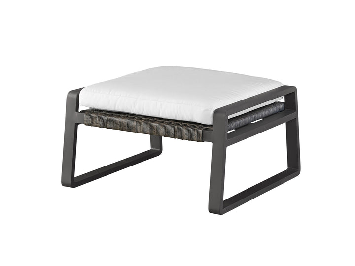 American Home Furniture Universal Furniture San Clemente Ottoman Grade A Natural Teak/Carbon Aluminum/Brindle Wicker