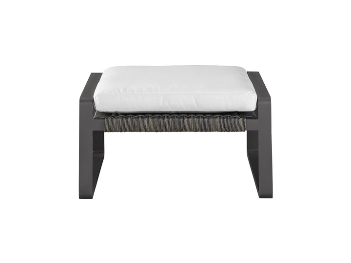 American Home Furniture Universal Furniture San Clemente Ottoman Grade A Natural Teak/Carbon Aluminum/Brindle Wicker