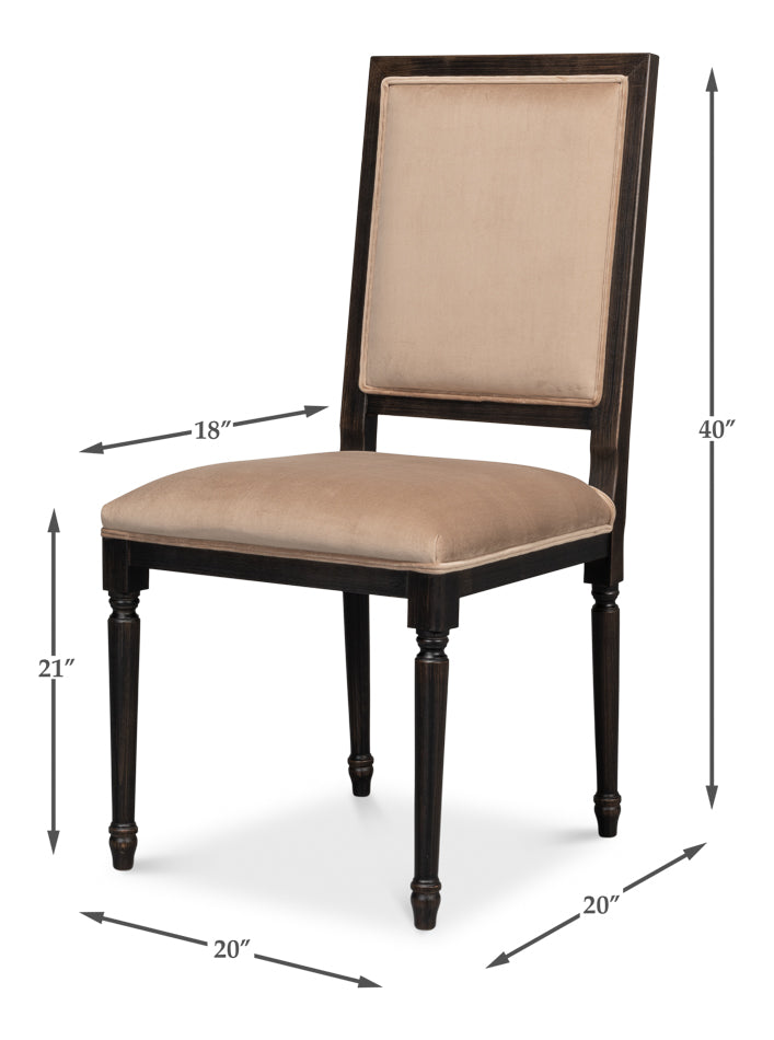 American Home Furniture | Sarreid - Square Back Side Chair Nero Toffee - Set of 2