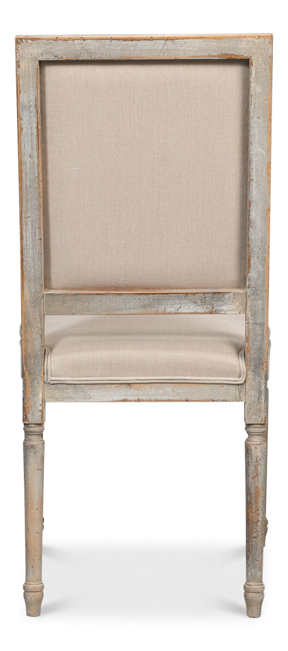 American Home Furniture | Sarreid - Square Back Side Chair Grey Oak Flax - Set of 2