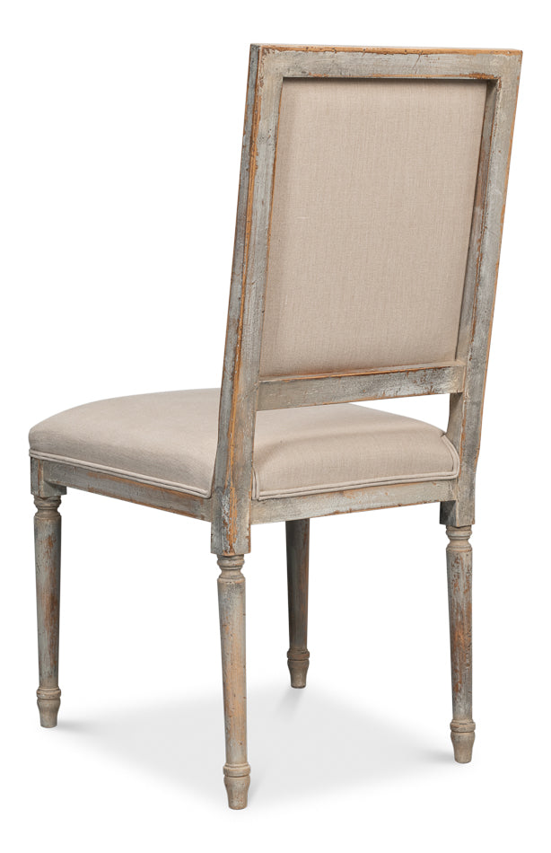 American Home Furniture | Sarreid - Square Back Side Chair Grey Oak Flax - Set of 2