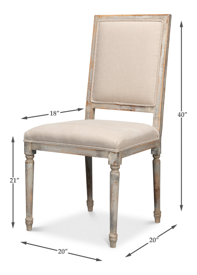 American Home Furniture | Sarreid - Square Back Side Chair Grey Oak Flax - Set of 2