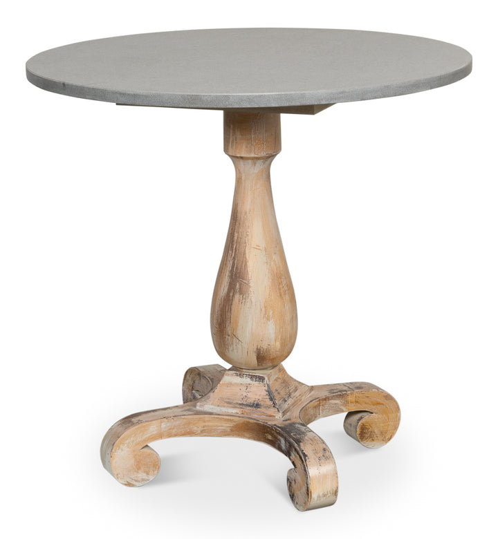 American Home Furniture | Sarreid - Bistro Table - Ant. Oak - Grey Stone Top