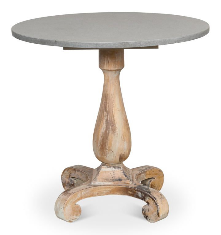 American Home Furniture | Sarreid - Bistro Table - Ant. Oak - Grey Stone Top