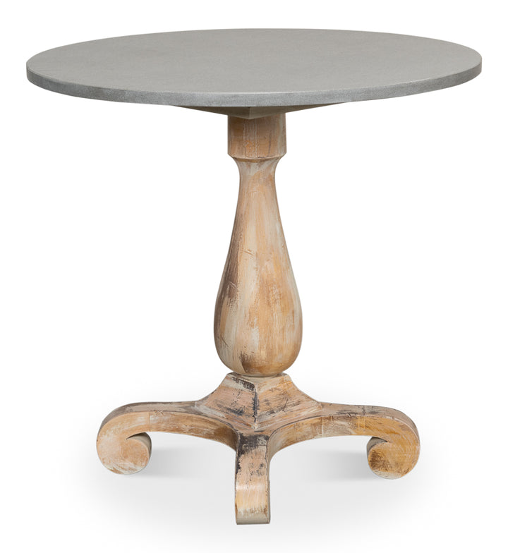 American Home Furniture | Sarreid - Bistro Table - Ant. Oak - Grey Stone Top