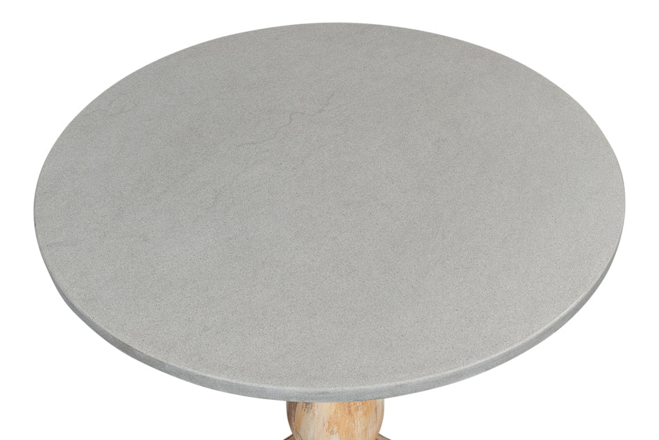 American Home Furniture | Sarreid - Bistro Table - Ant. Oak - Grey Stone Top