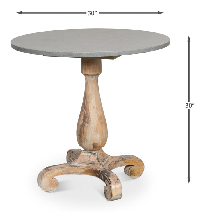 American Home Furniture | Sarreid - Bistro Table - Ant. Oak - Grey Stone Top