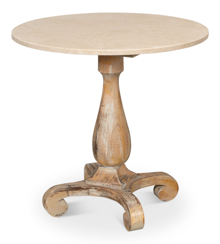 American Home Furniture | Sarreid - Bistro Table - Ant. Oak Shiny Trav.Top