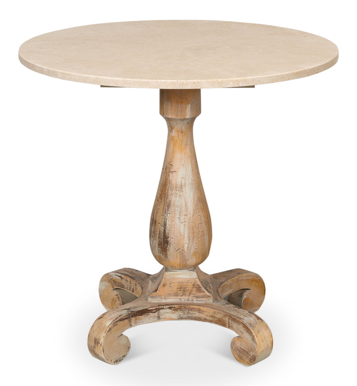 American Home Furniture | Sarreid - Bistro Table - Ant. Oak Shiny Trav.Top