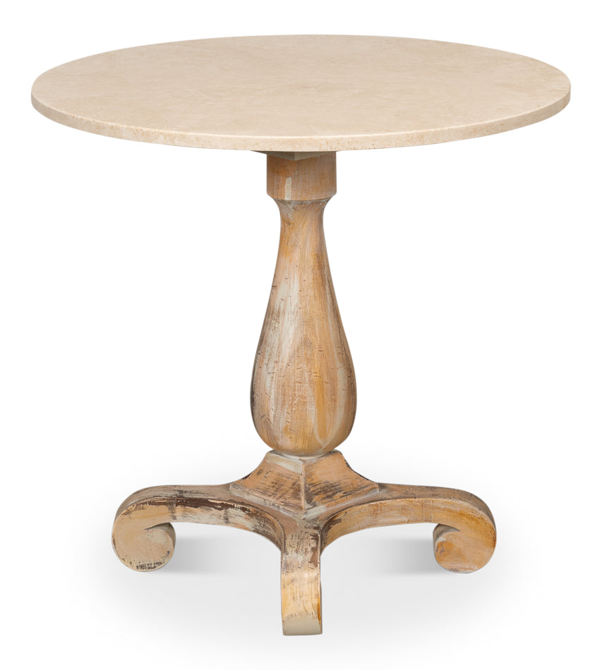 American Home Furniture | Sarreid - Bistro Table - Ant. Oak Shiny Trav.Top