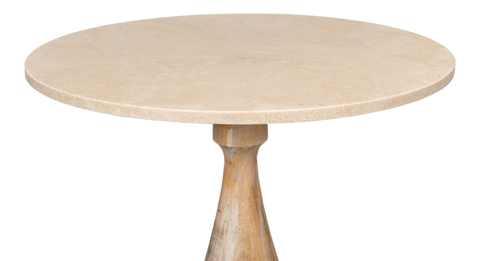 American Home Furniture | Sarreid - Bistro Table - Ant. Oak Shiny Trav.Top