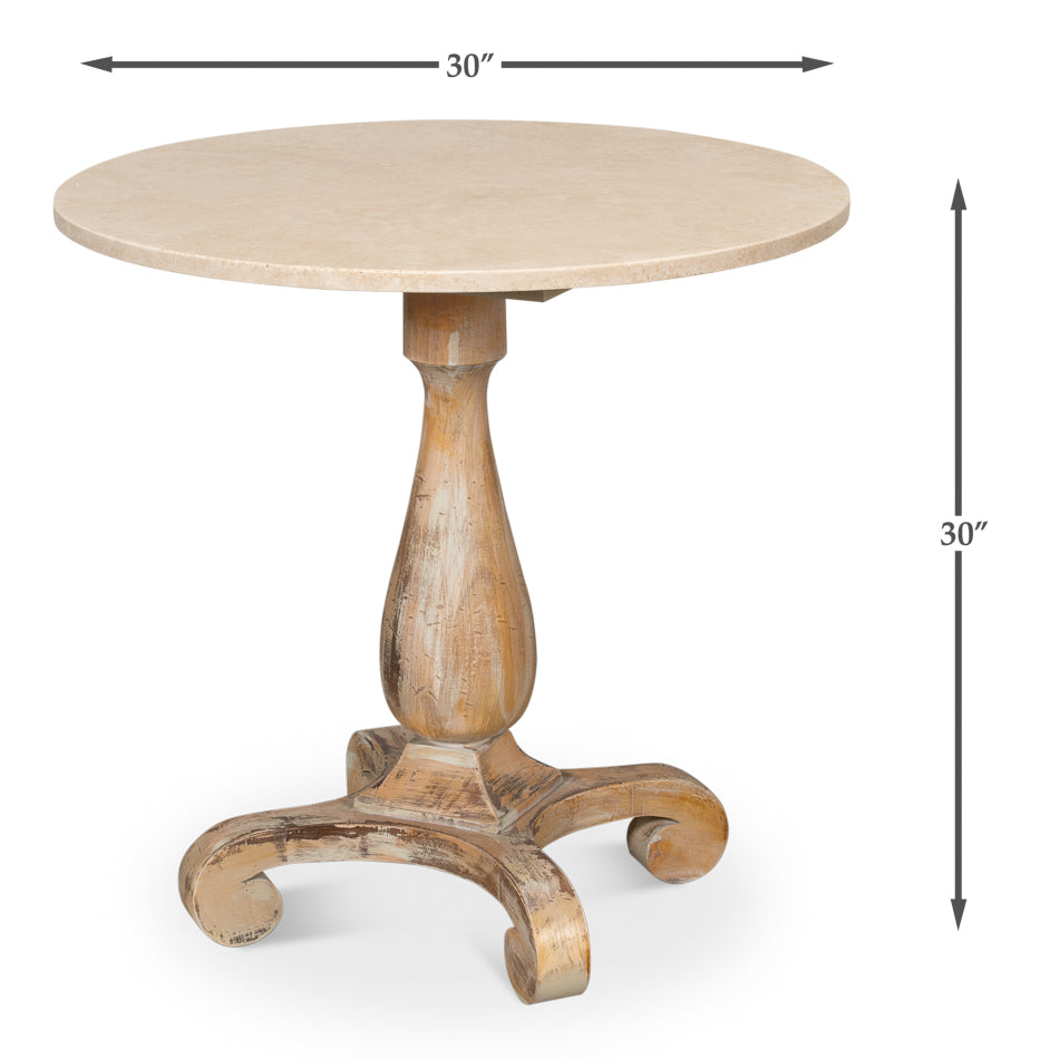 American Home Furniture | Sarreid - Bistro Table - Ant. Oak Shiny Trav.Top