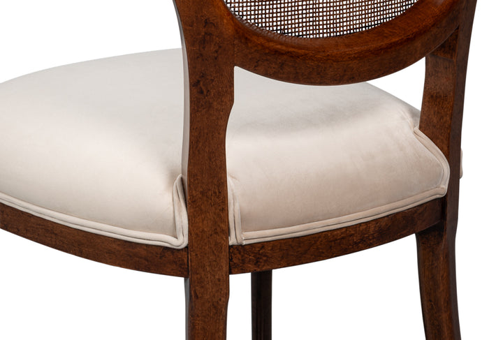 Oval Cane Back S/Chair, Walnut,Taupe Vel