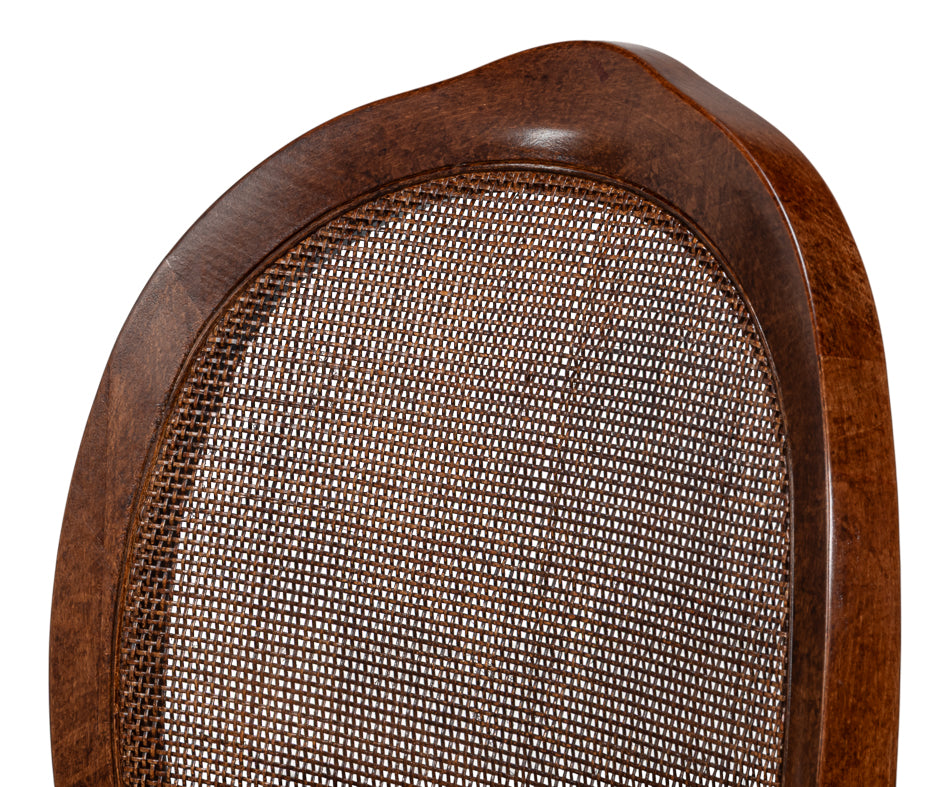 Oval Cane Back S/Chair, Walnut,Taupe Vel