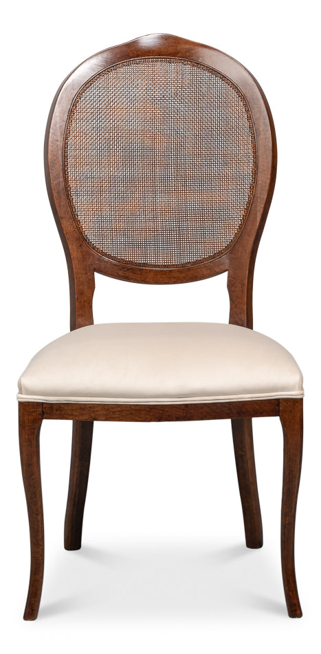 Oval Cane Back S/Chair, Walnut,Taupe Vel