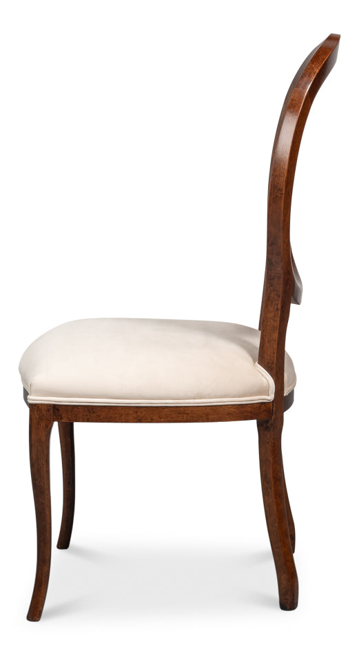 Oval Cane Back S/Chair, Walnut,Taupe Vel