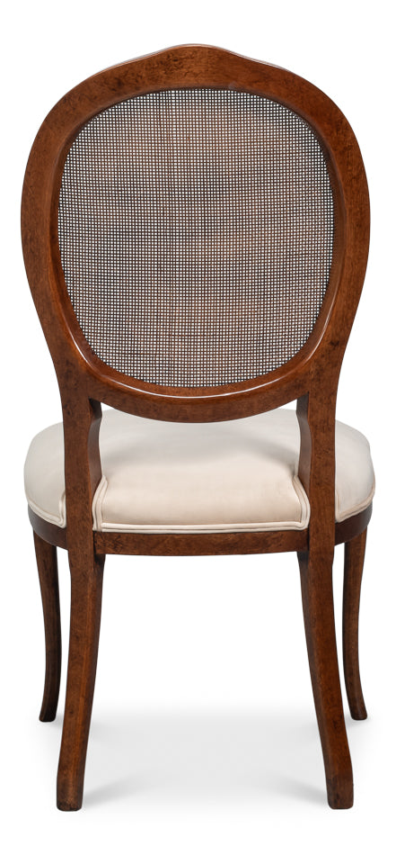 Oval Cane Back S/Chair, Walnut,Taupe Vel