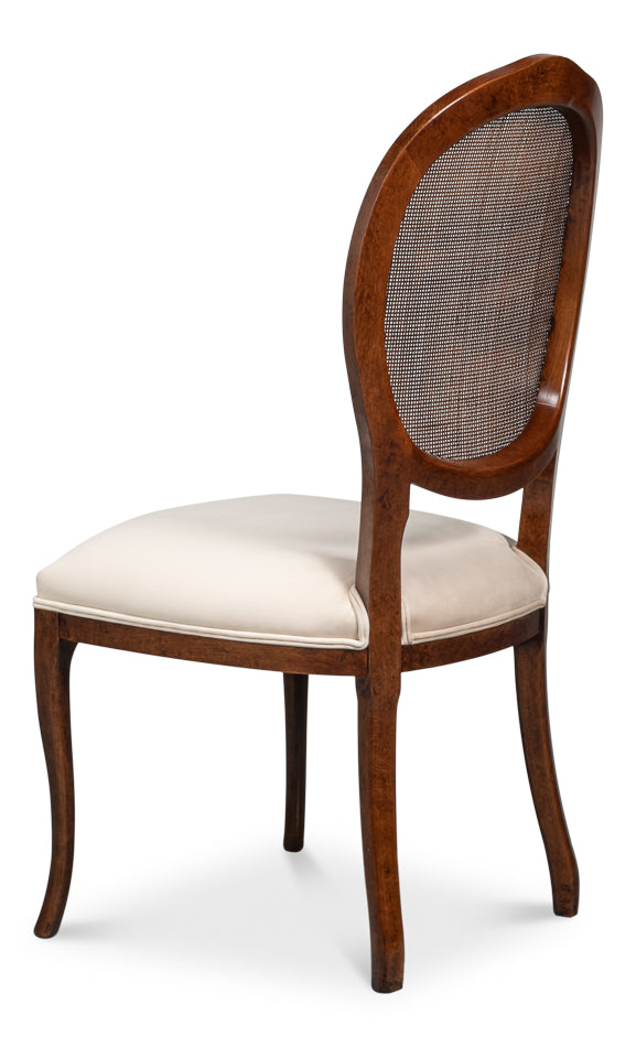 Oval Cane Back S/Chair, Walnut,Taupe Vel