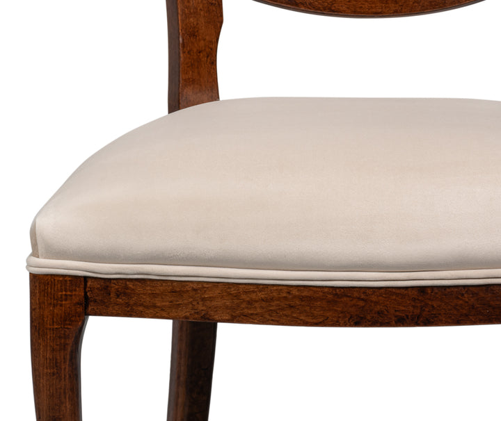 Oval Cane Back S/Chair, Walnut,Taupe Vel