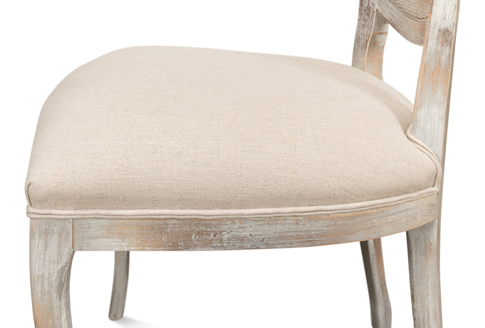 American Home Furniture | Sarreid - Oval Cane Back S/Chair - Grey Oak - Flax - Set of 2